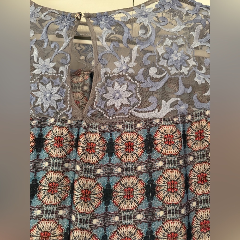 Chic Blue And Multicolor Patterned Mini Dress - image 8